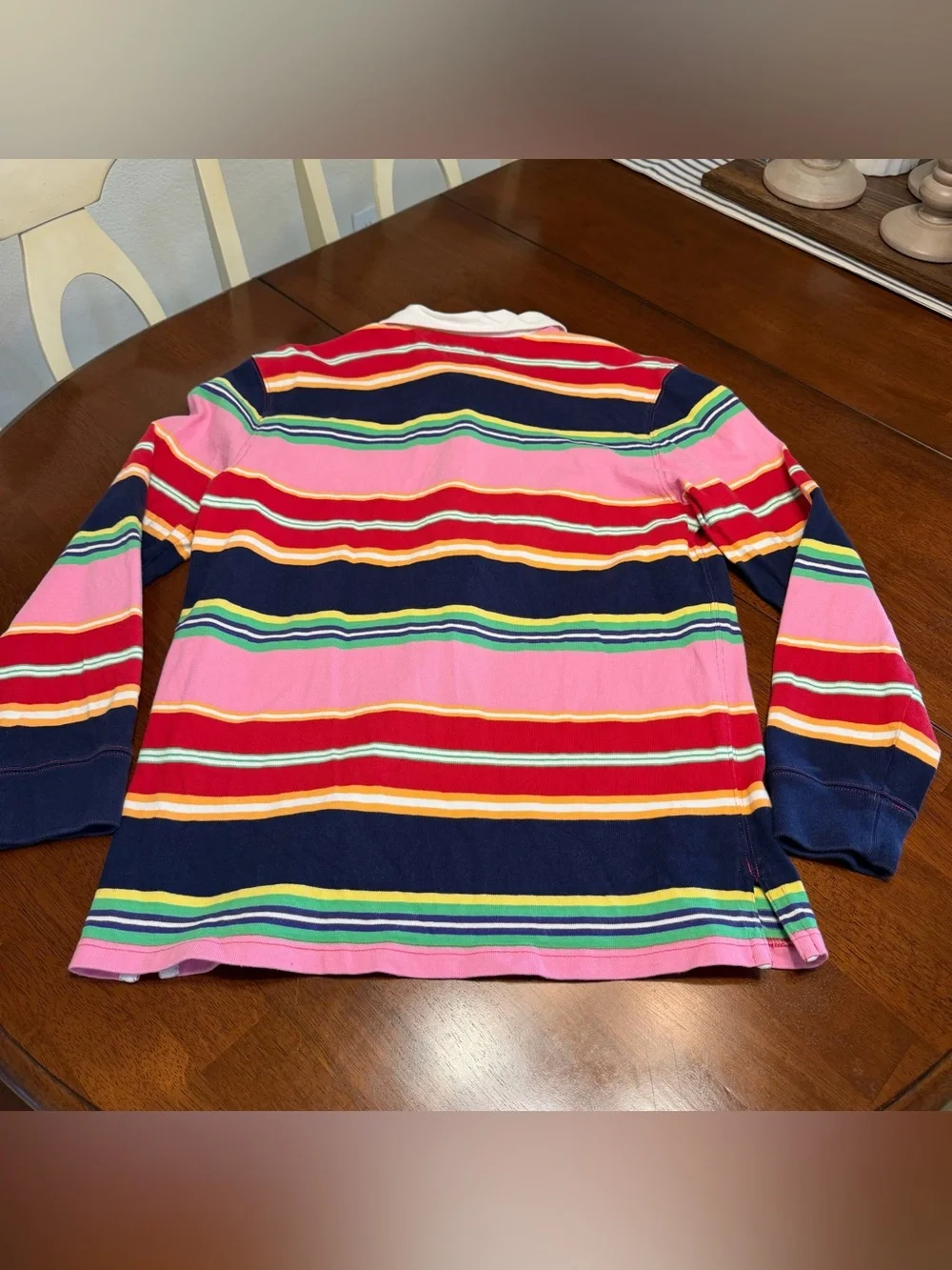 VTG POLO Ralph Lauren Striped Long-Sleeve Rugby Shirt Multicolor Pink Men's Med